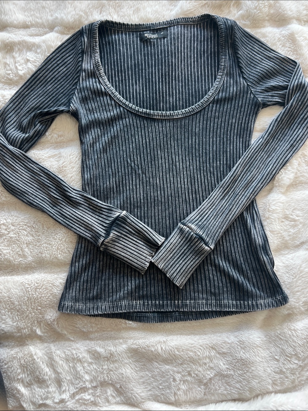 Michael Lauren Ribbed Scoop Tank in Charcoal and Heather Gray